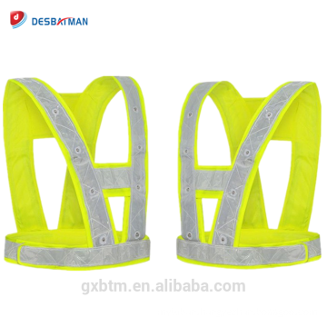 Hot sale outdoor 100% polyester fluorescent yellow unisex led reflective safety vests from china factory